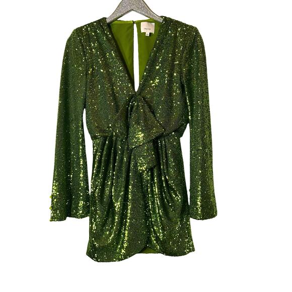 Cinq a Sept Skylar Dress Lime Green Sequins - Picture 1 of 9